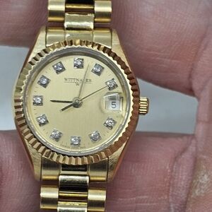 Wittnauer Gold Watch with Diamond Accents